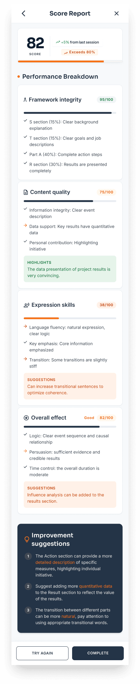 Framework scoring